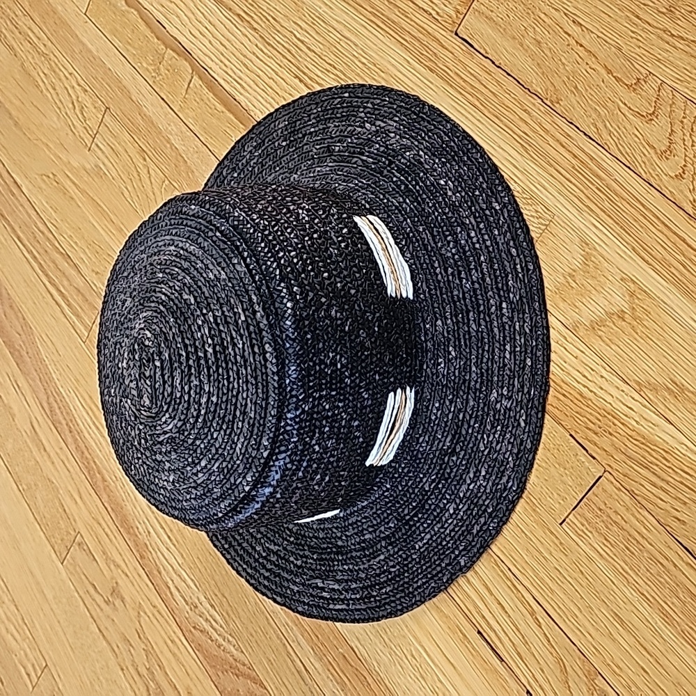 New BCBGeneration wide brim straw sun hat in black
